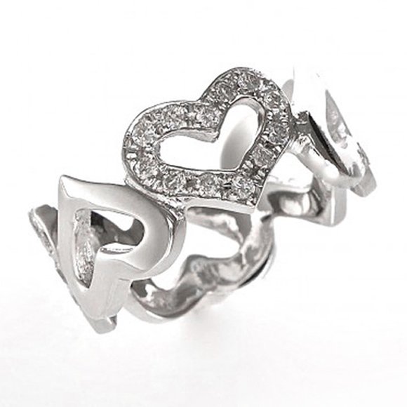 0.60 Carat Interlocking Hearts Diamond Ring - Picture 2 of 4